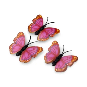Plastik Gövdeli PVC Kelebek Pembe 5CM 50'li Paket